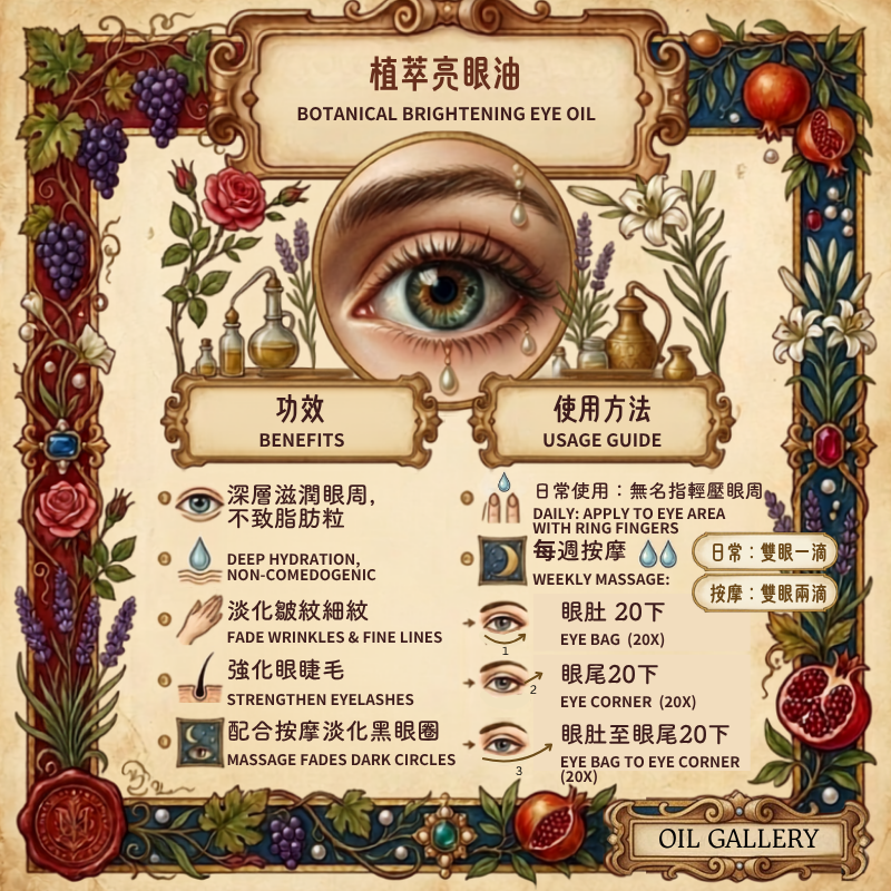 個人訂製植萃亮眼油20ml - 6油配方 （預售：下單後約7 -15工作天寄出）